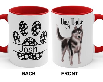 Custom Dog Dad Coffee Mug, Cute Personalized Dog Lover Gift, Unique Animal Lover Mug, Dog Paw Mug, Birthday Gift for Dad, Christmas Gifts