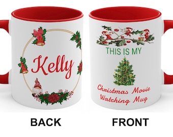 Custom Christmas Movie Mug With Text, Personalized Christmas Holiday Gift for Mom and Friend, Tea Coffee Lover Mug, Unique Secret Santa Gift