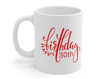 Customizable 18th, 40th, 50th and 60th birthday Gift, Personalized Happy Birthday Mug, Large Coffee Mug Gift for Mom and Dad, Hot Cocoa Mug