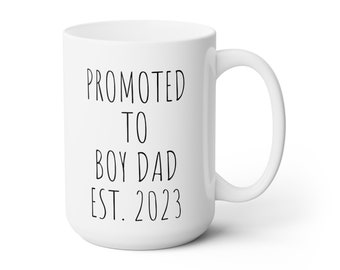 Personalized Future Boy Dad Coffee Mug, Engraved Gift for New Dad, Custom Baby Birthdate Mug, First Time Father Gift, Pregnancy Announcement