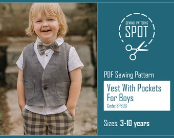 Boys Vest with Pockets Sewing Pattern, Ring Bearer Outfit (PDF Pattern)