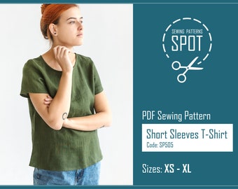 Woman blouse PDF sewing pattern, XS-XL, Instant Download, Crop top sewing pattern, women shirt with short sleeves, tshirt for summer