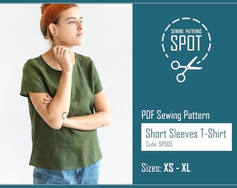 Woman blouse PDF sewing pattern, XS-XL, Instant Download, Crop top sewing pattern, women shirt with short sleeves, tshirt for summer