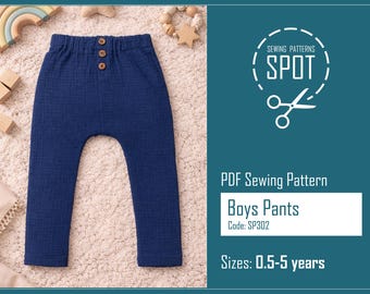 Patrón de costura de pantalones para bebés y niños en PDF, Patrón de pantalones Crece conmigo, Patrón de pantalones para bebé, Pantalones Crece conmigo, Patrón de pantalones para bebés y niños
