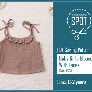 Baby Girls Blouse Sewing Pattern With Laces (0-2 Years) (Digital Download)