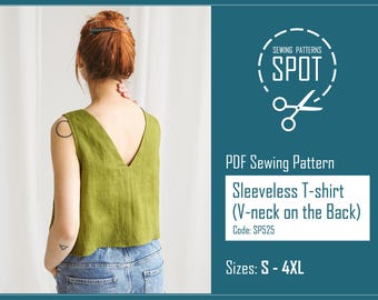 Linen Crop Top BEATRIX Sewing Pattern, S-4XL, Instand Download, Sewing patterns for women shirt, Elegant blouse pdf sewing pattern