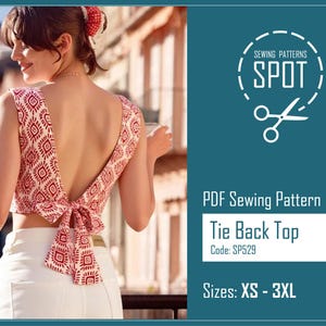 Backless Tie Crop Top Sewing Pattern PDF | Trendy Summer Top DIY | Easy Open Back Blouse | Instant Download