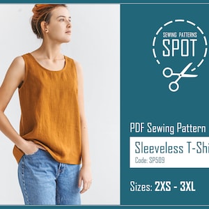 Women‘s linen tank top ERSA Sewing Pattern, 2XS-3XL, Instand Download, Sewing patterns for women shirt, Elegant blouse pdf sewing pattern