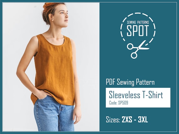 Women‘s linen tank top ERSA Sewing Pattern, 2XS-3XL, Instand Download, Sewing patterns for women shirt, Elegant blouse pdf sewing pattern