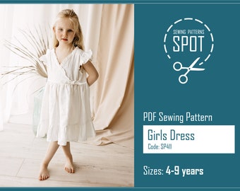 Toddler Linen Wrap Dress Sewing Pattern, Flower Girl (PDF Pattern)