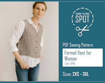 Sleeveless vest for women Sewing Pattern, 2XS-3XL, Instand Download, Sewing patterns for women shirt, vest pdf sewing pattern