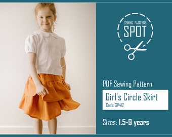 Girls Ruffled Skirt Sewing Pattern, Easy DIY (PDF Pattern)