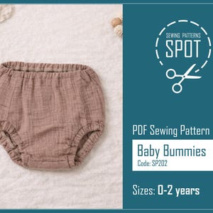 Cartamodello per cucire Baby Bummies, taglie 0-2 anni (download digitale)