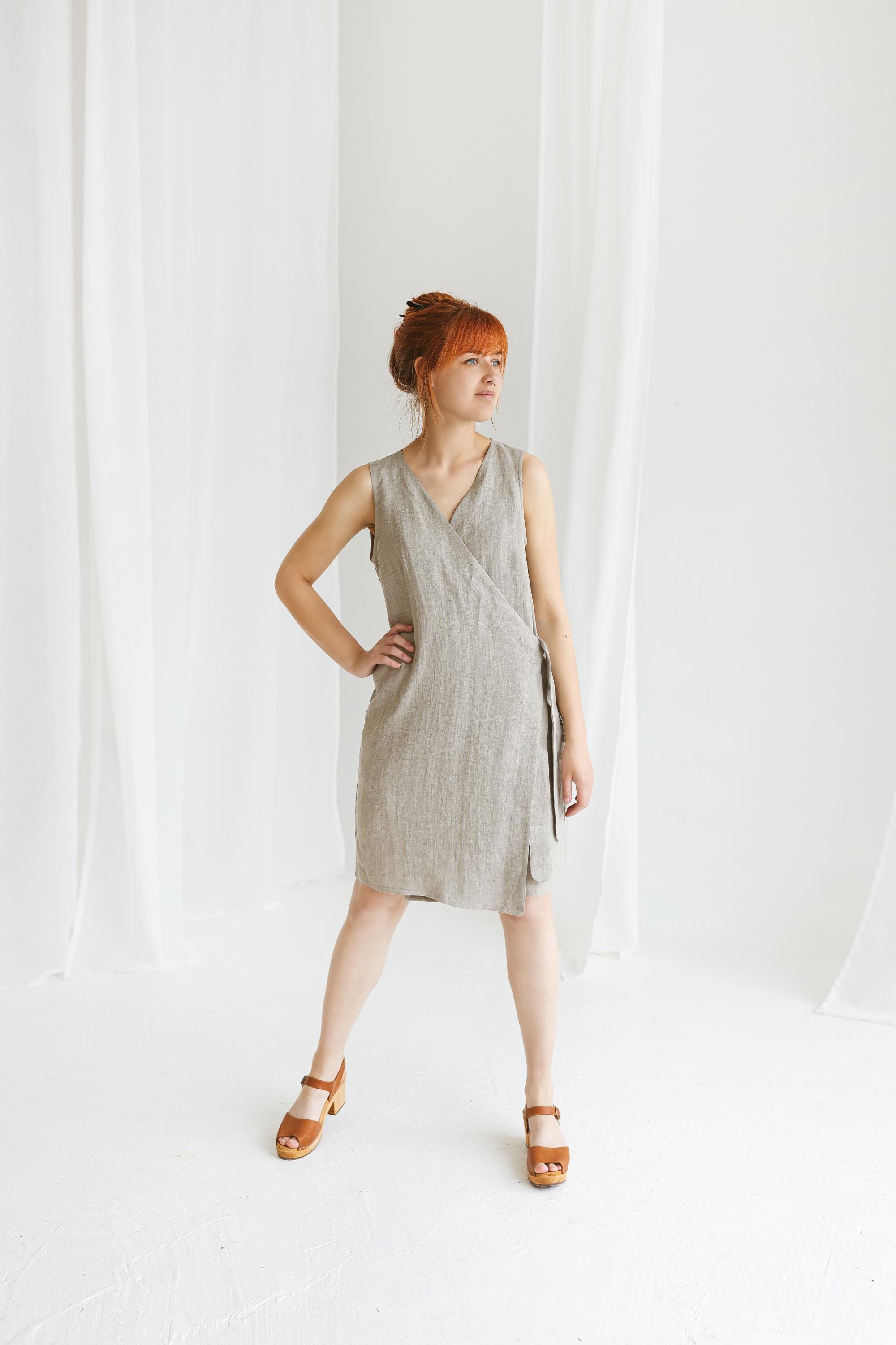 Linen Wrap Dress Sewing Pattern PDF | Minimalist Summer Dress | Digital ...
