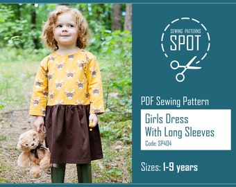 Girl linen dress sewing pattern PDF, 1-9 years, Instant download, Short sleeves dress pattern, Linen dress for girls, Toddler linen dress