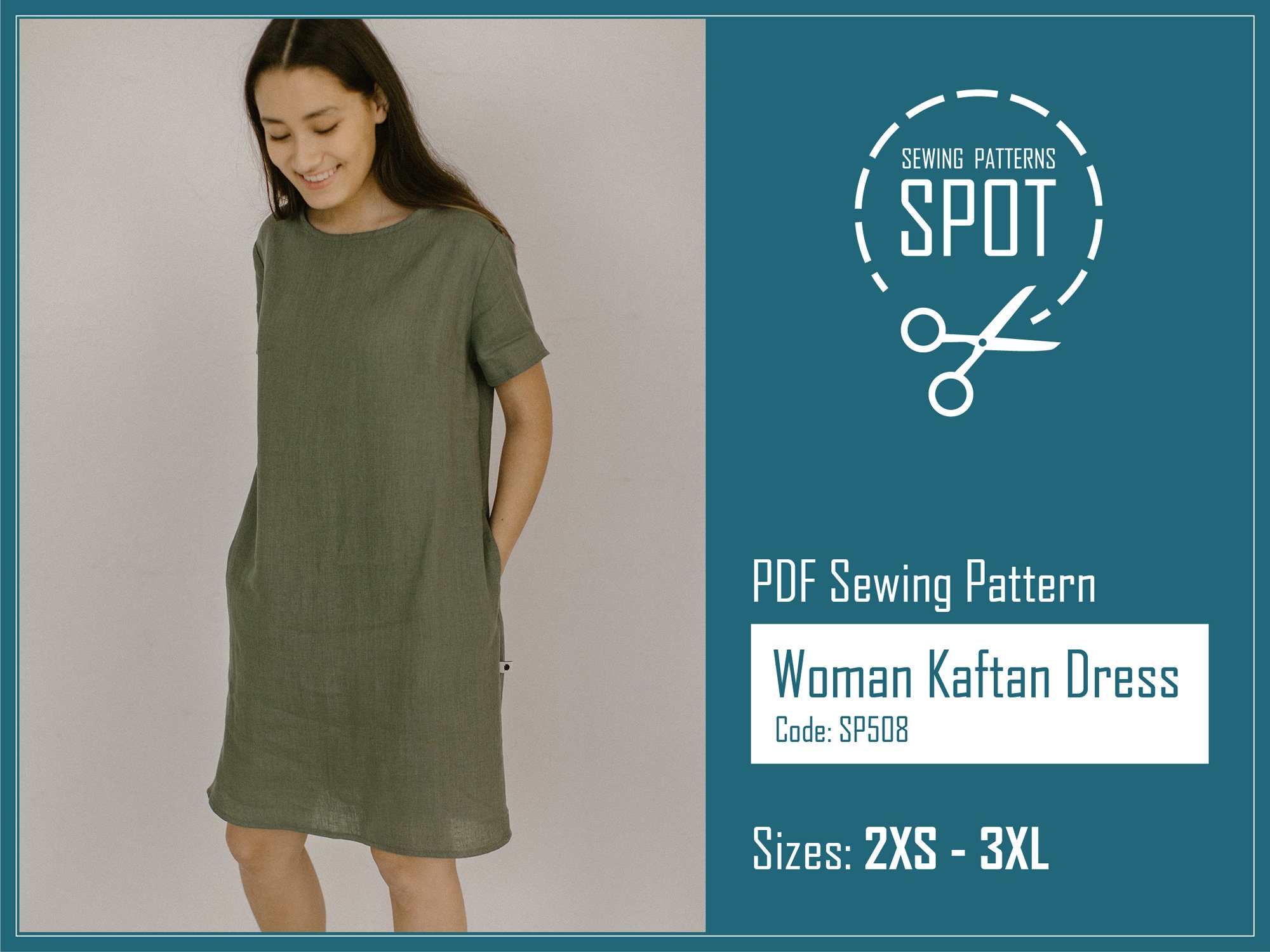 Kaftan Dress PDF Sewing Pattern, Classic Women's Style (2XS-3XL) - Etsy