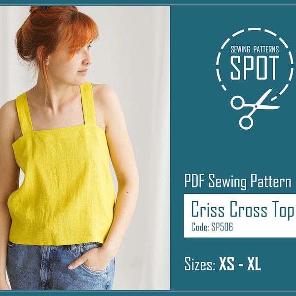Linen Crop Top MATILDA Sewing Pattern, XS-XL, Instand Download, Sewing patterns for women shirt, Elegant linen blouse pdf sewing pattern