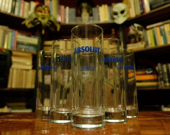 Set of 6 Absolut Vodka glasses - Absolut Vodka old-fashioned glasses - Branded Liquor drinking glasses