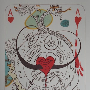 Stampa surrealista in edizione limitata, carte da gioco surrealiste - Ace, Salvador Dalì, firmata e numerata a matita