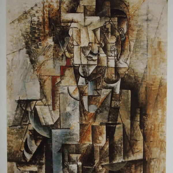 Belle impression cubiste en édition limitée - Portrait d'époque cubiste - Pablo Picasso, signée et tamponnée