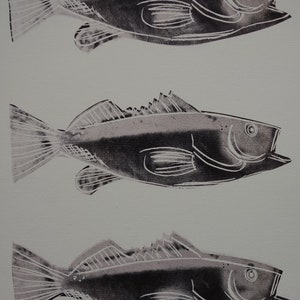 Fine Andy Warhol Pop Art print - fish, signed & stamped with Estate stamp