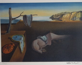 Fine Surrealist limited edition print, soft melting watch, Salvador Dali, signed & numbered in pencil