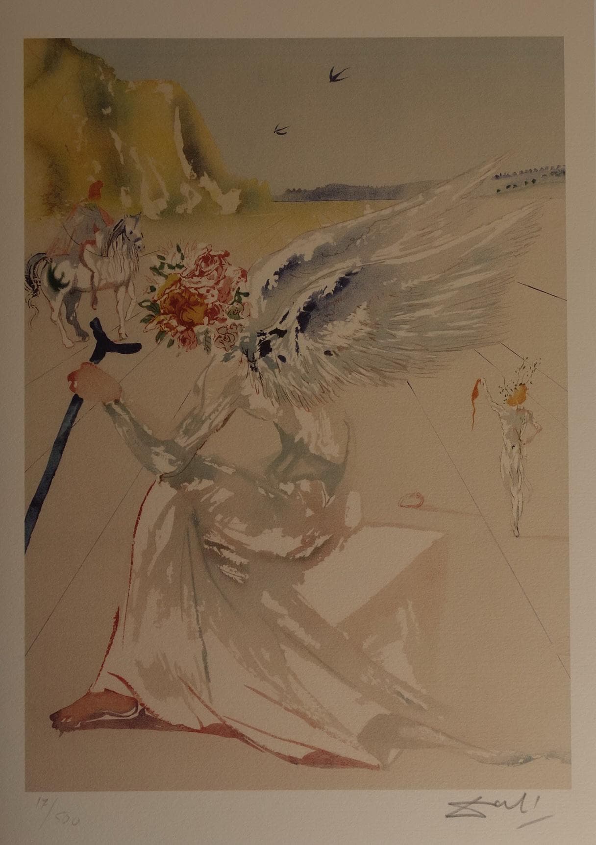 限定版の素晴らしいシュルレアリストの版画、天使、サルバドール・ダリ