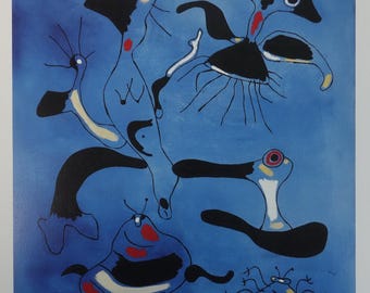 Wyjątkowa surrealistyczna edycja limitowana druku, Joan Miro, podpisana i ponumerowana