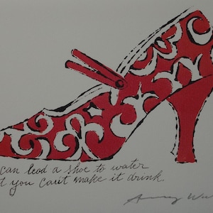 Fine Pop Art illustration print - shoe, Andy Warhol, signed & stamped with Estate stamp