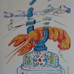 Fine Surrealist limited edition print, lobster telephone, Salvador Dali, signed & numbered in pencil