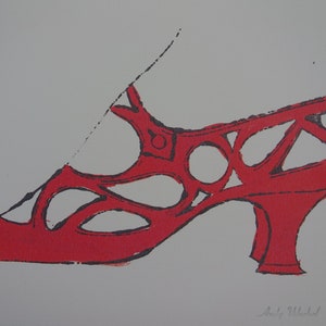 Fine Pop Art limited edition illustration print - shoe, Andy Warhol, signed & stamped