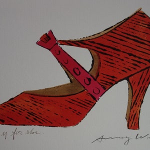 Feiner Pop Art Illustration Druck - Schuh, Andy Warhol, signiert und mit Stempel gestempelt