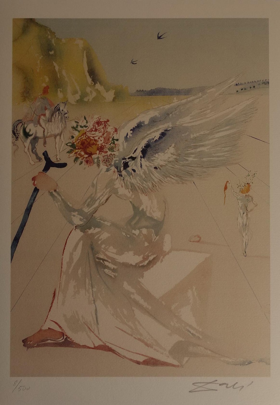 限定版の素晴らしいシュルレアリストの版画、天使、サルバドール・ダリ
