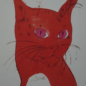 Feiner Pop Art limitierter Druck - Illustration - Katze, Andy Warhol, signiert, nummeriert & mit Stempel des Nachlasses gestempelt