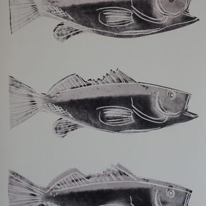 素晴らしいアンディ・ウォーホルのポップアートプリント - 魚、署名入り、エステートスタンプ付き