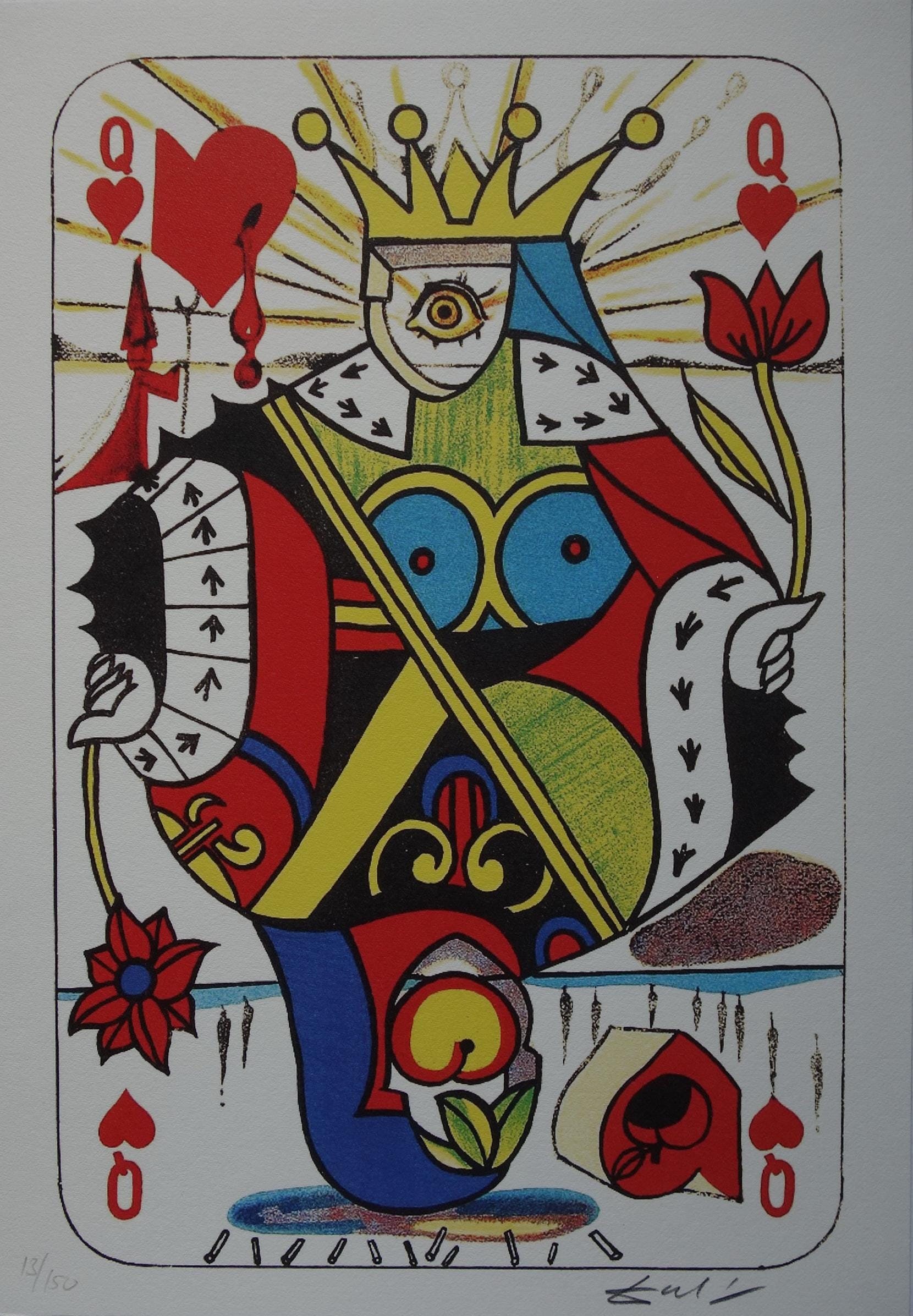 Fine Surrealist limited edition print, Surreal playing cards - Queen, Salvador Dali, signed & numbered in pencil