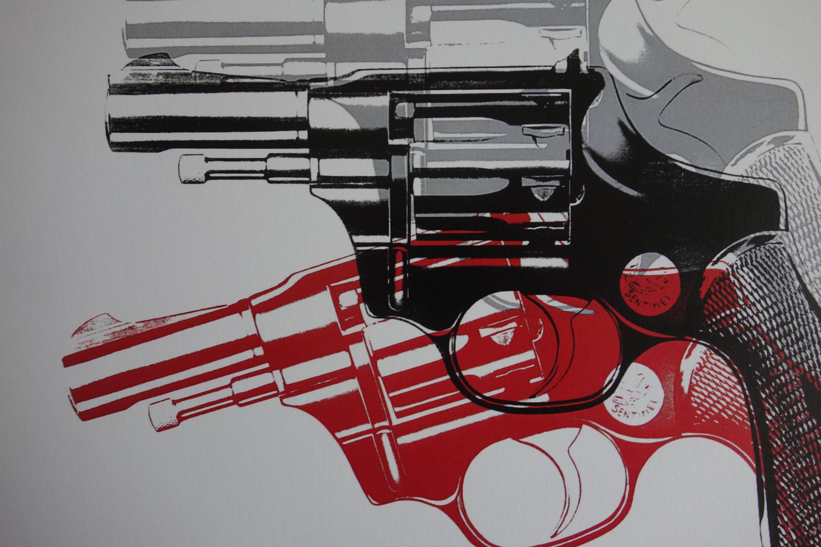 WARHOL、Gun、希少画集画、新品額装付 andy-warhol-gun-black-and-red-