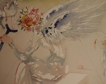 限定版の素晴らしいシュルレアリストの版画、天使、サルバドール・ダリ