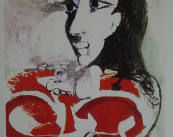 Belle édition cubiste - portrait d'une femme, Pablo Picasso, signée et tamponnée