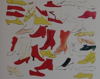 Andy Warhol “six Shoes” Limited Edition Lithograph Print, Plate