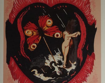 Fine Surrealist limited edition print, Heart and woman, Salvador Dali, signed & numbered in pencil