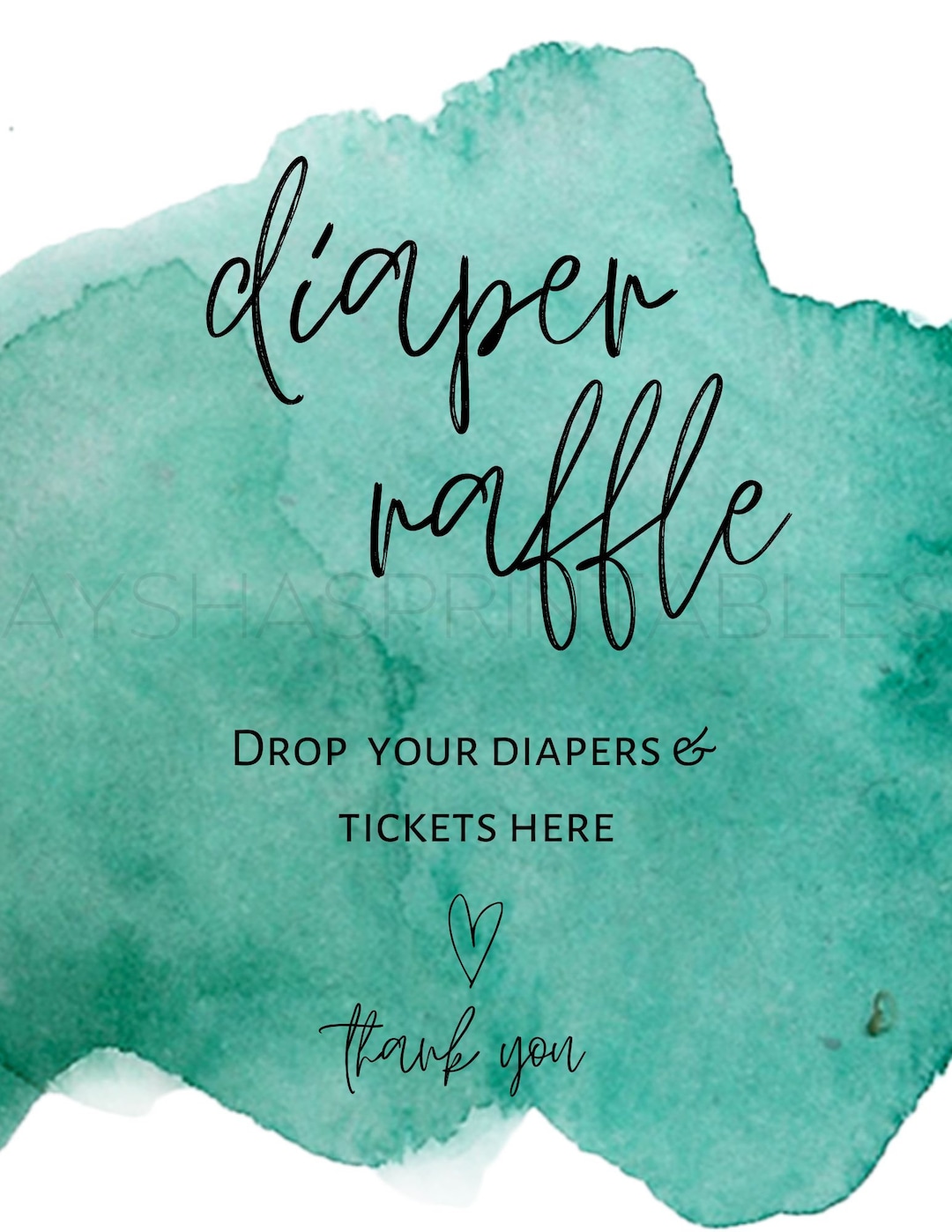 Watercolor Diaper Raffle Sign & Ticket - Etsy