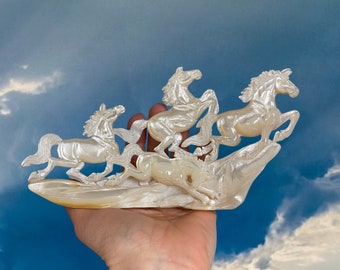 Mother Of Pearl Wild Horses Carving