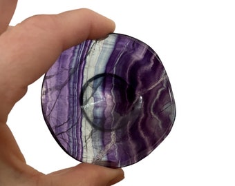 Bol en fluorite arc-en-ciel à bandes