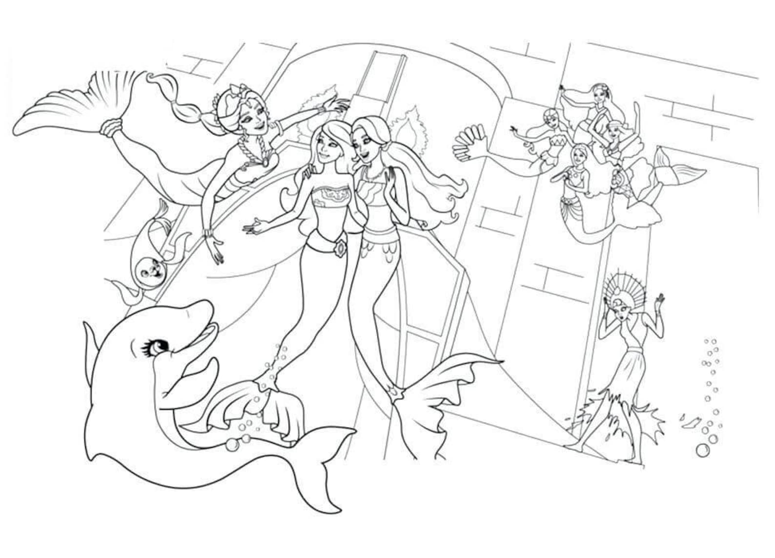 Barbie in Mermaid Tale Coloring Pages Digital Printable - Etsy