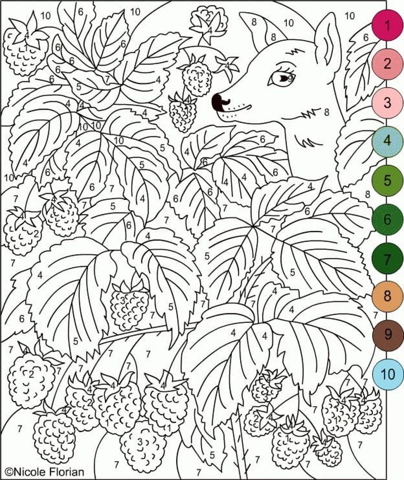 Mosaic Color by Number Digital Coloring Pages, Book for Kids, Printable ...