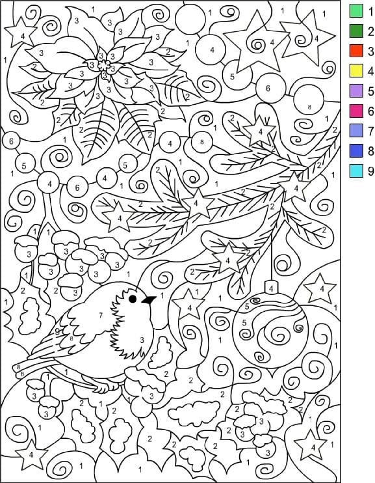 Mosaic Color by Number Digital Coloring Pages, Book for Kids, Printable ...