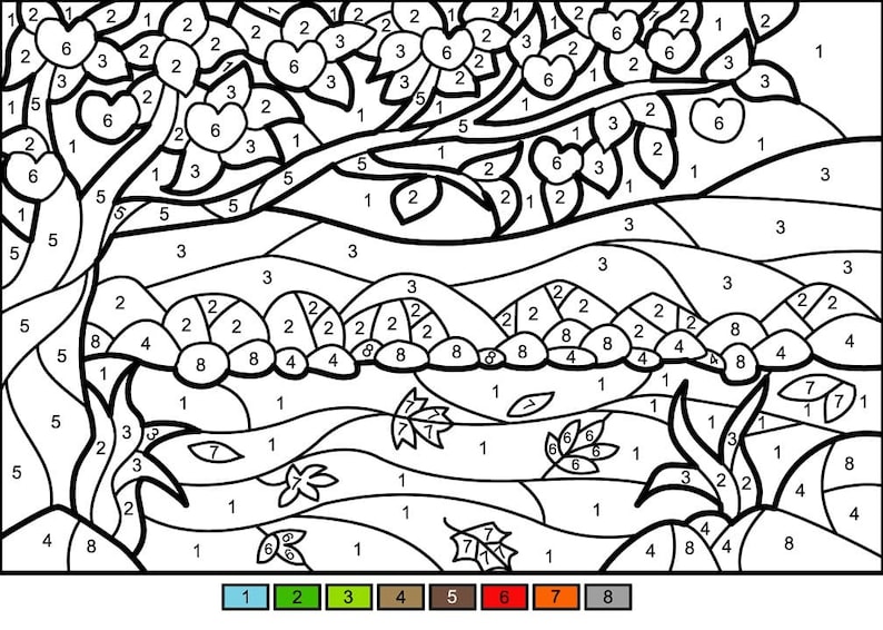 Mosaic Color by Number 30 Digital Coloring Pages, Book for Kids, Printable Activity Book,Color by Number for Toddlers, Homeschool Activities image 2