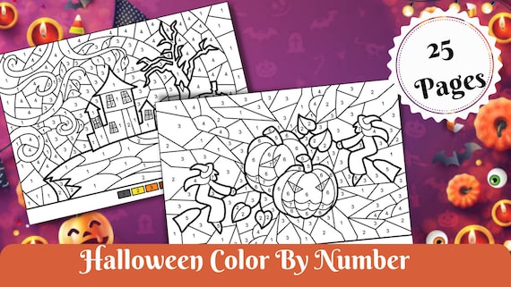 Color By Number Coloring Pages Halloween Halloween Coloring Pages/