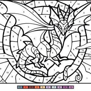 Mosaic Color by Number 30 Digital Coloring Pages, Book for Kids, Printable Activity Book,Color by Number for Toddlers, Homeschool Activities image 6